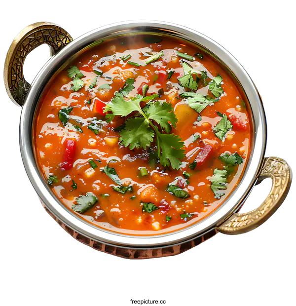 [Transparent Background PNG]Spicy Vegetable Curry in a Traditional Serving Bowl