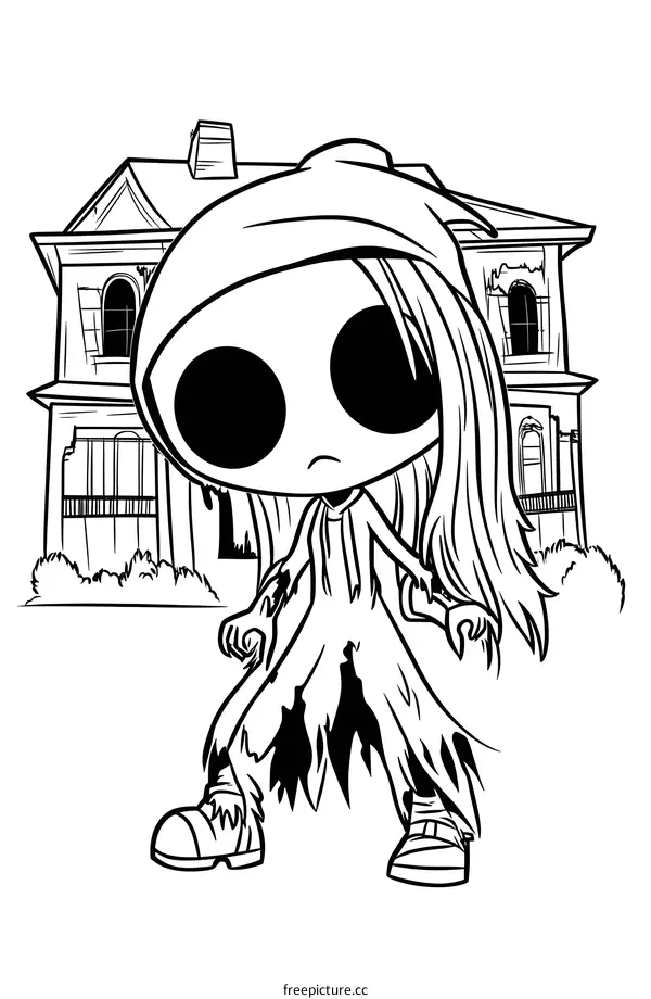 Scary Ghost Girl Cartoon Character Illustration Halloween Costume
