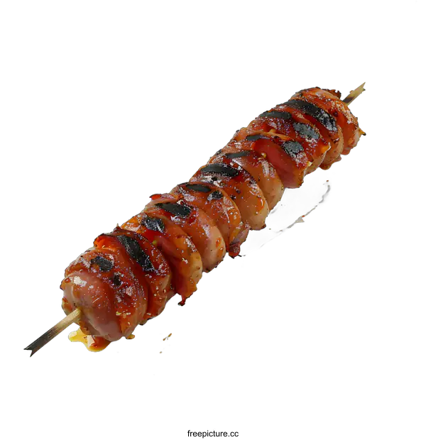 [Transparent Background PNG]Grilled Sausage Skewer with Bacon
