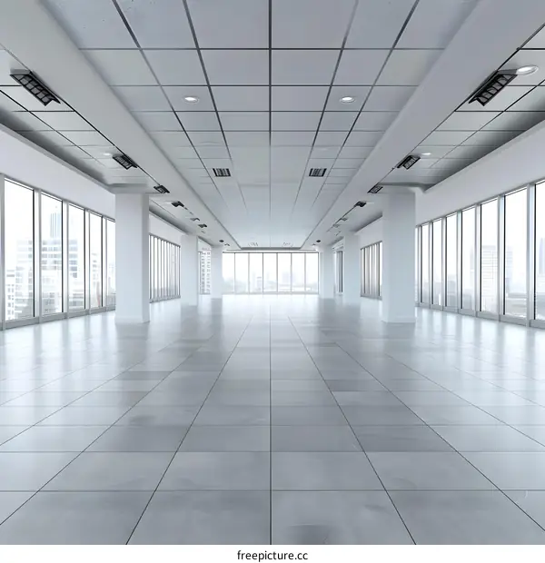 Empty Modern Office Space with City View