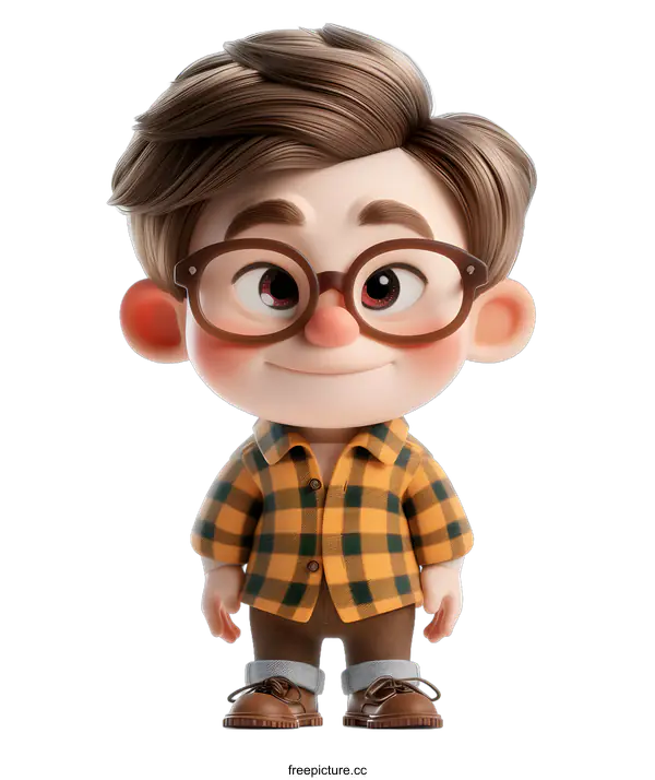 [Transparent Background PNG]Cute Cartoon Boy with Glasses