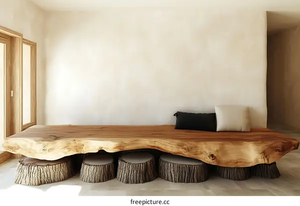 Rustic Wooden Bench with Natural Light