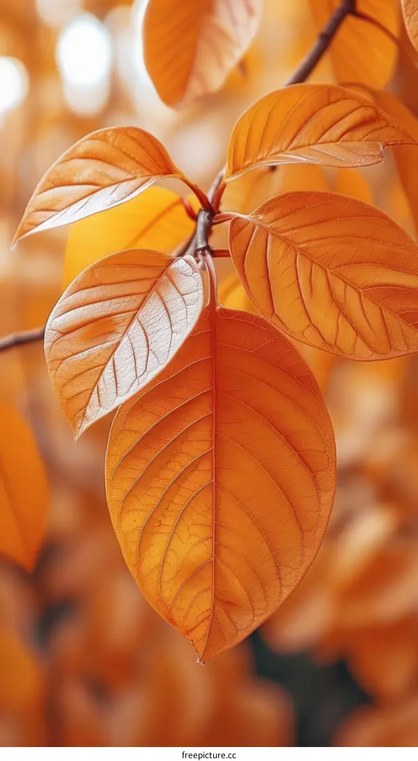 Autumn Leaves in Vibrant Shades of Red and Orange