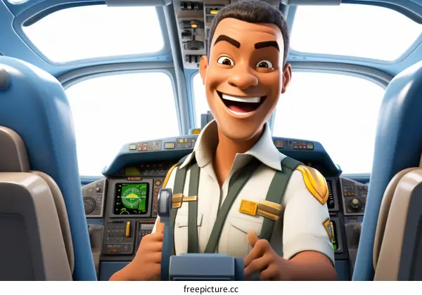 Happy pilot flying plane