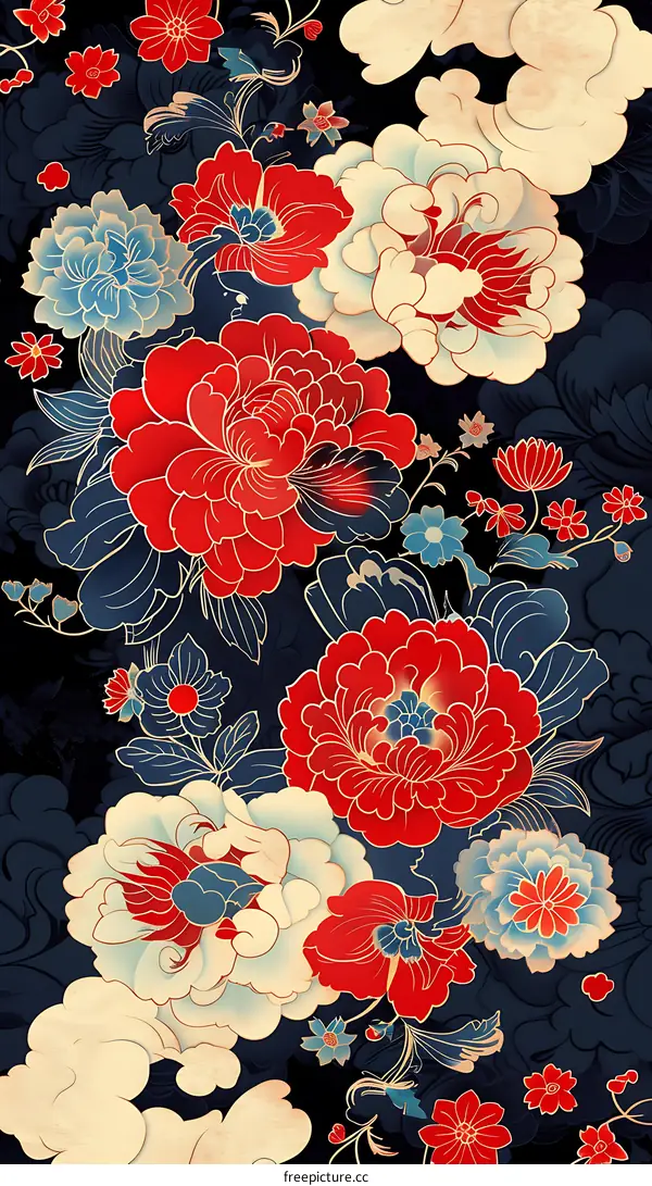 Traditional Chinese Floral Pattern Illustration