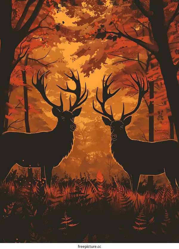 Two Deer in the Forest