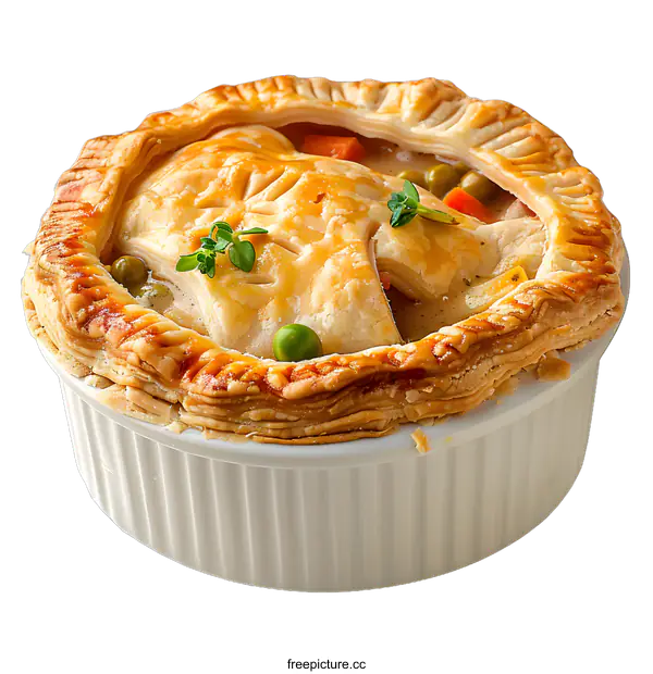 [Transparent Background PNG]Chicken Pot Pie in White Dish