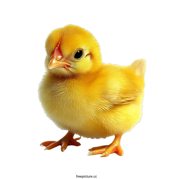 [Transparent Background PNG]Adorable Baby Chick Close-up on White Background