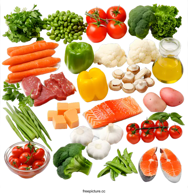 [Transparent Background PNG]Fresh Food Ingredients for Healthy and Delicious Meals