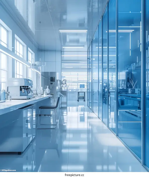 Modern Blue Laboratory Interior