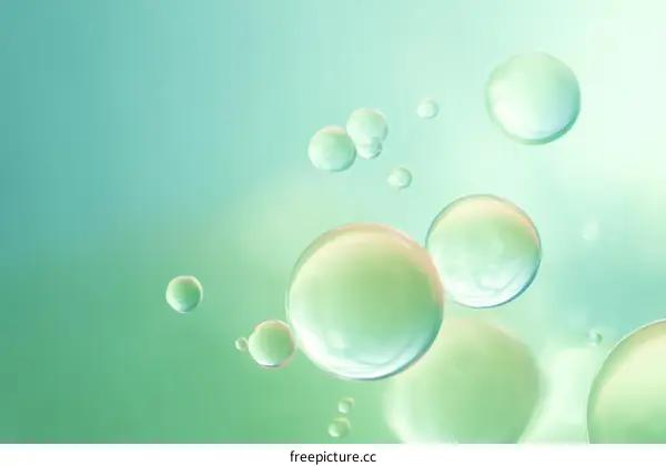 Abstract Liquid Bubbles Pattern in Light Green