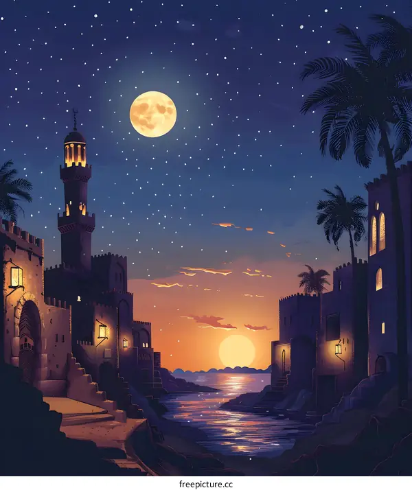 Night Sky Over Arabian City