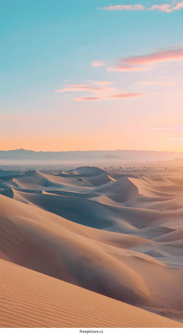 Desert Landscape with Pink Sky at Sunset