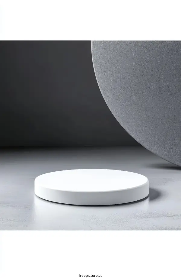Empty White Round Display Stage
