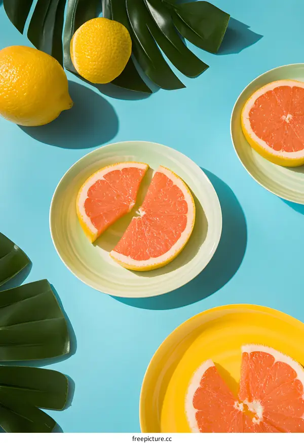 Summer Fruit Still Life with Lemons and Grapefruits