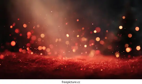 Red Glitter Background with Bokeh Lights