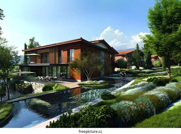 Courtyard house with private pool and garden