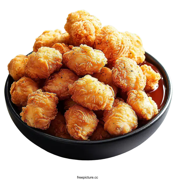 [Transparent Background PNG]Crispy Fried Chicken Bites in a Bowl