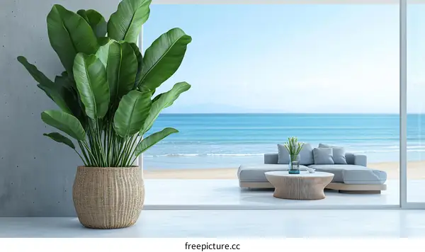 Coastal Living Room with Panoramic Ocean View