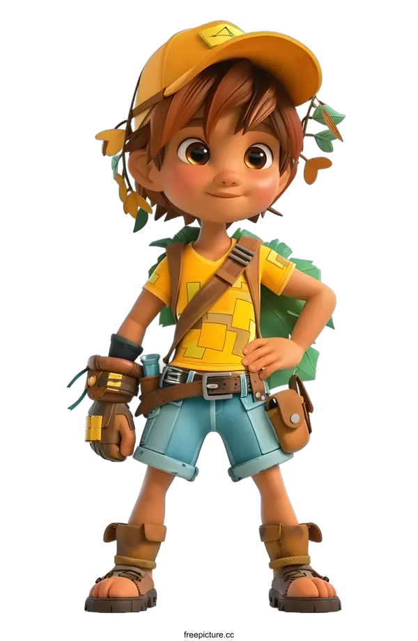 [Transparent Background PNG]3D Adventurer Boy Ready for Exploration