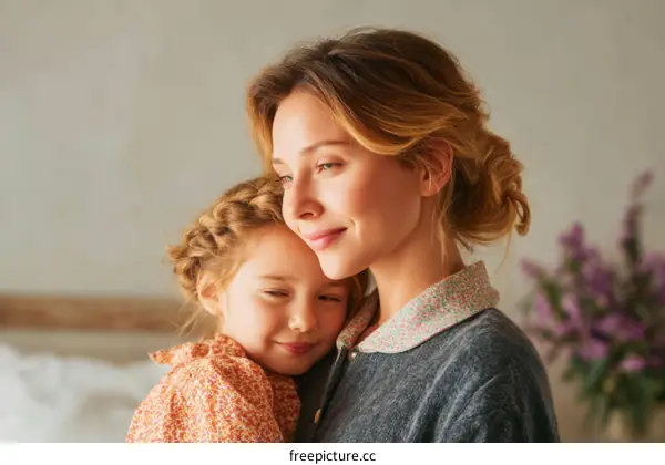 Mother and Daughter Embrace