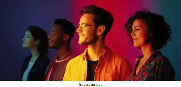Diverse Group Portrait in Vibrant Colors