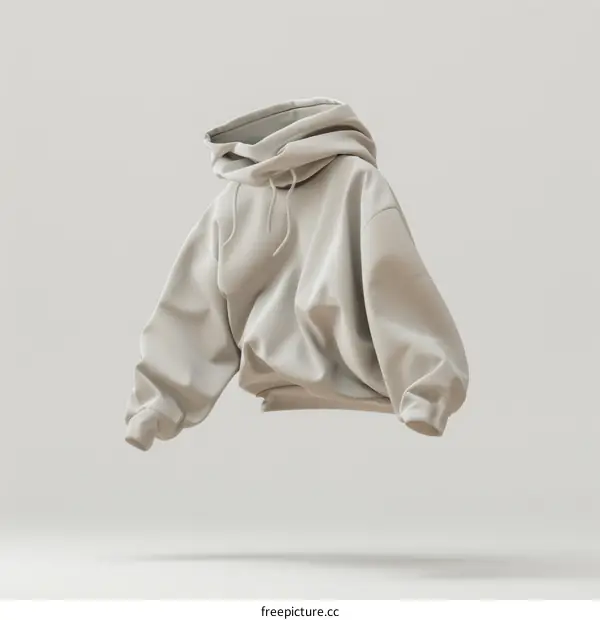 beige hoodie floating in the air