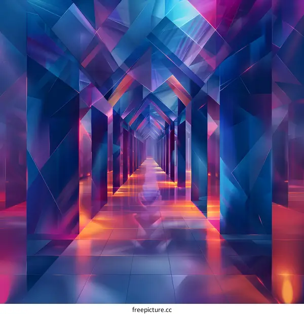 A Long Futuristic Sci-Fi Corridor