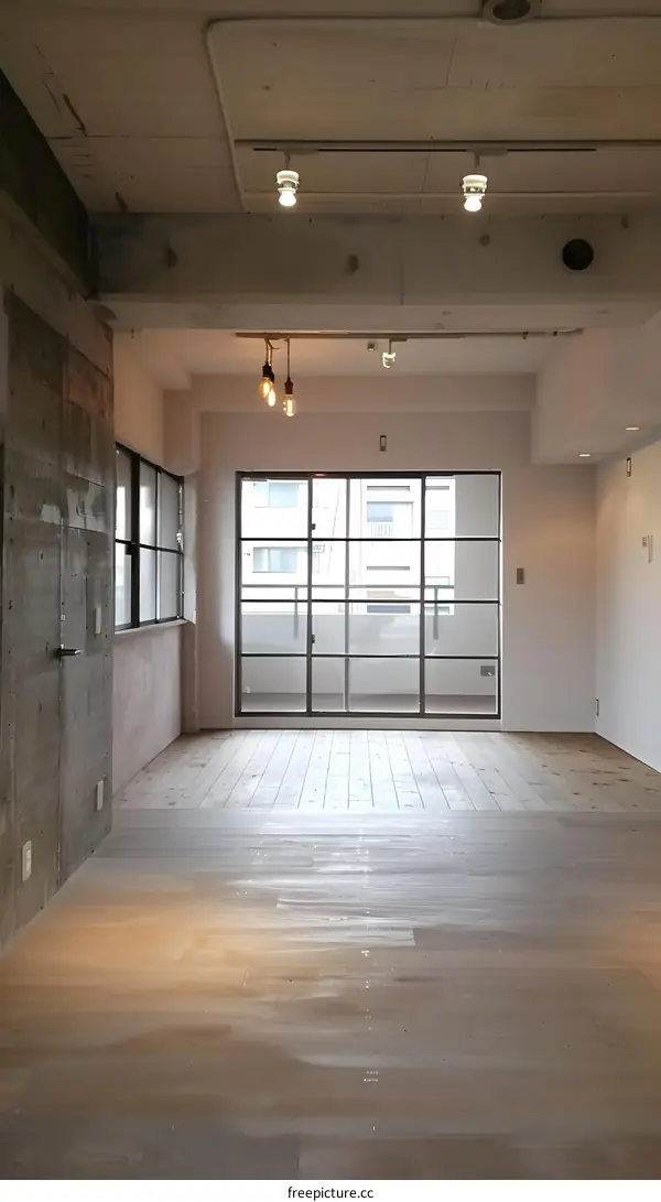 Minimalist Loft Apartment Interior Design with Large Windows