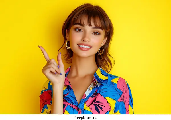 Beautiful Woman Pointing, Fashionable Style