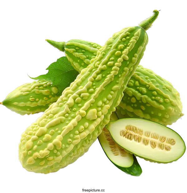 [Transparent Background PNG]Fresh bitter gourd on white background
