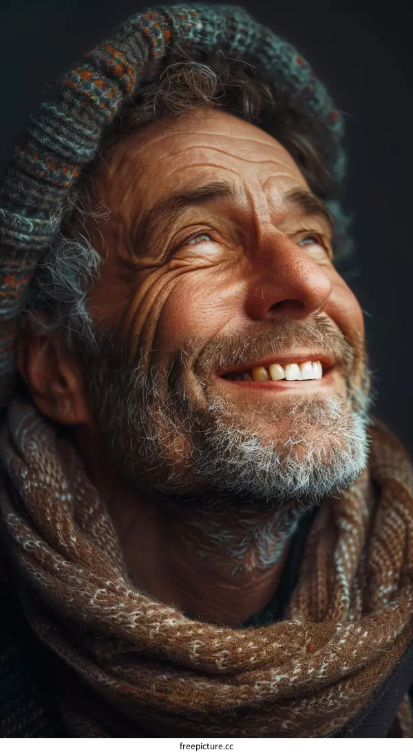 portrait of an old man with a beard and a hat