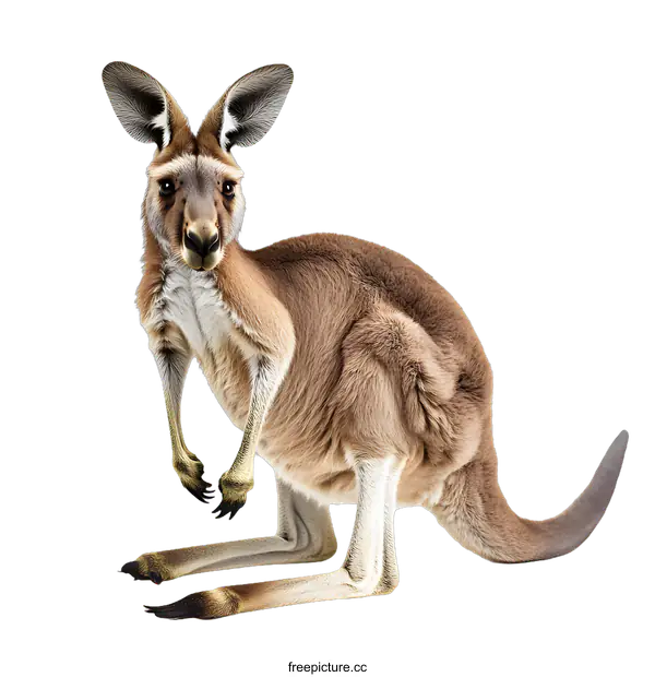 [Transparent Background PNG]Red Kangaroo Standing on White Background