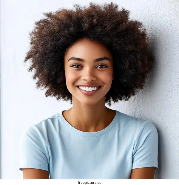 Smiling Woman with Curly Hair