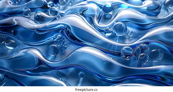 Blue and white abstract waves background