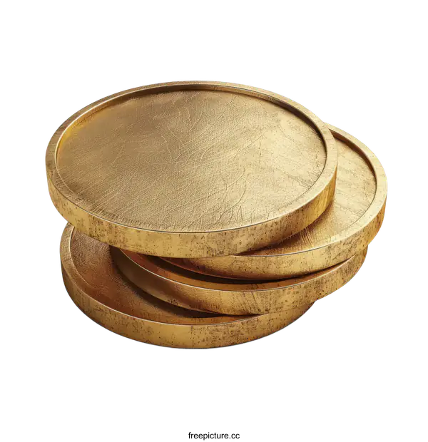[Transparent Background PNG]Stack of Golden Podiums on White Background