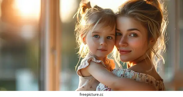 Mother and daughter hugging each other