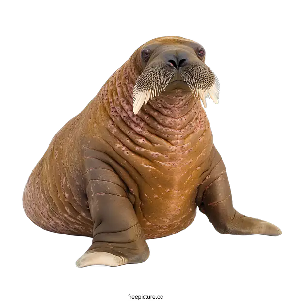 [Transparent Background PNG]Walrus Sitting on White Background