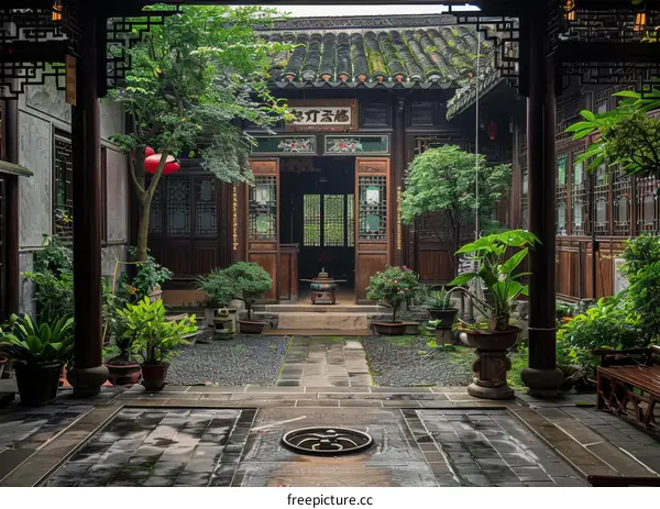 Courtyard with traditional chinese architecture