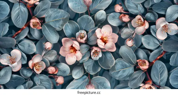 Pink and White Flowers with Gray Leaves