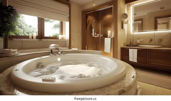 Luxury bathroom in an upscale hotel