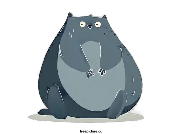 [Transparent Background PNG]Cute Cartoon Blue Fat Cat Illustration