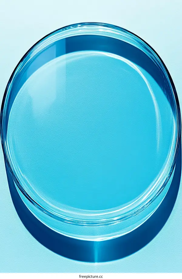 Closeup of Transparent Blue Dish