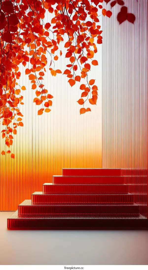Abstract Autumnal Stairway Design Illustration