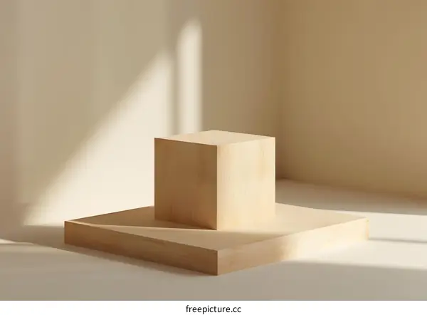 Wooden podiums in the corner of the room