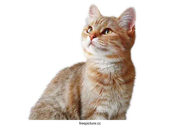 [Transparent Background PNG]Ginger Cat Looking Up Close-Up