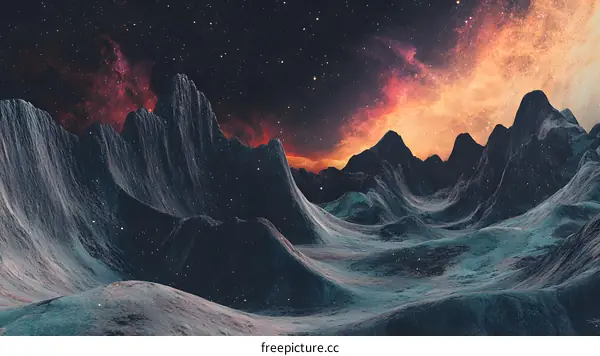 Mountain Landscape With Stars And Nebula