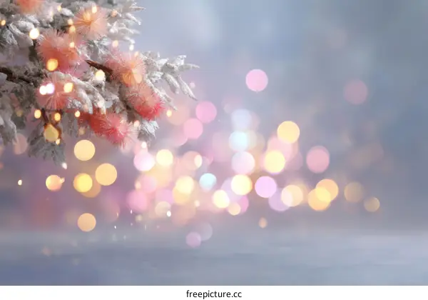 Winter Wonderland Festive Background with Bokeh Lights