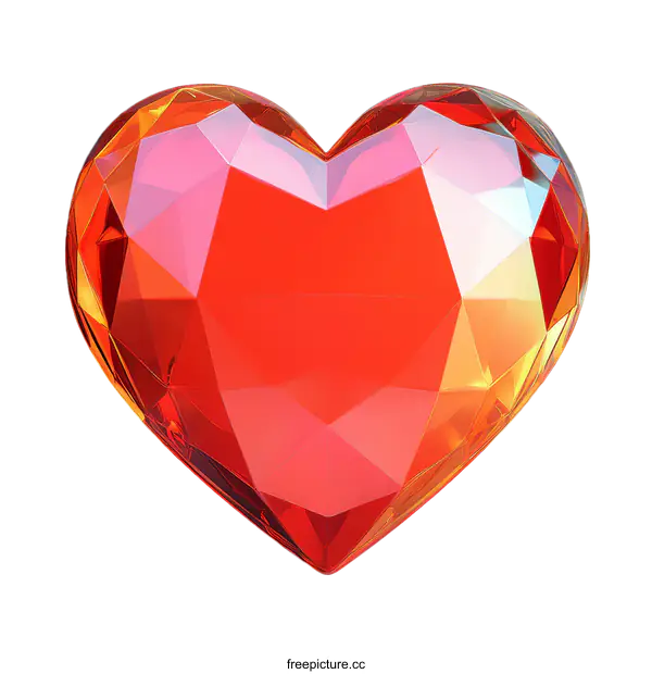 [Transparent Background PNG]Sparkling Red Heart-Shaped Crystal