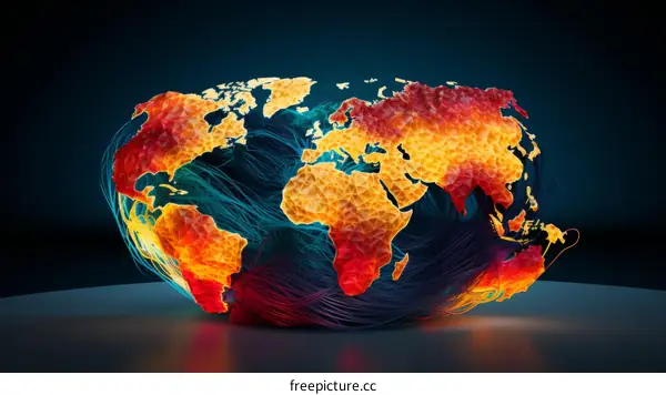 Fiber optic cables forming the shape of the earth